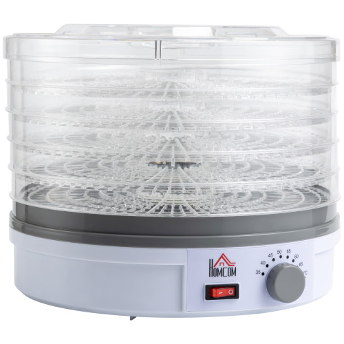 5 Tier Food Dehydrator 245W Stainless Steel Food Dryer Machine Timer LCD White