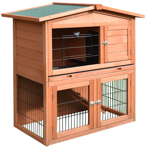 A-Frame Wood Wooden Rabbit Hutch Small Animal House Pet Cage Chicken Coop