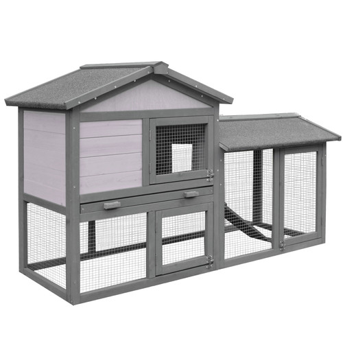 5ft Wooden Rabbit Guniea Pigs Hutch with Run 2 Tiers Outdoor Cage Pet House