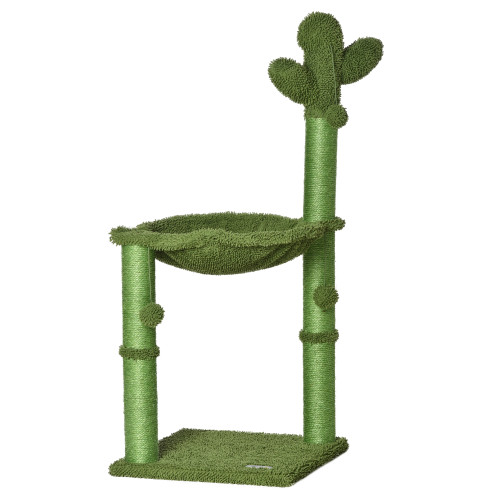 Cactus Cat Tree  for Indoor Cats w/ Scratching Post Hammock Bed Toy Ball - Green