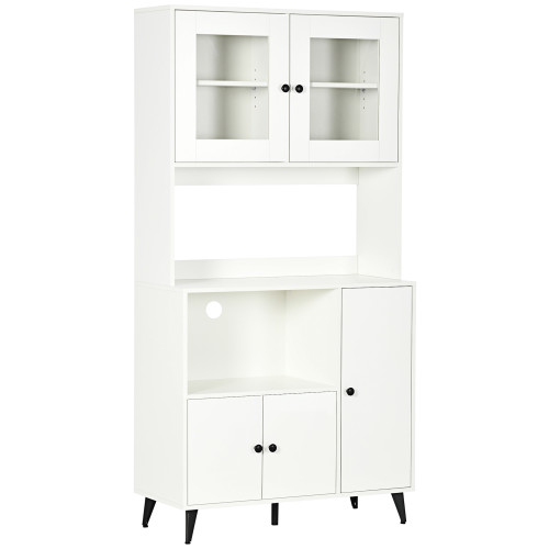 HOMCOM Freestanding Kitchen Storage Cabinet Cupboards Adjustable Shelves White