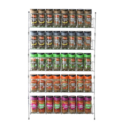 5 Tier Spice Herb Jar Rack Holder Kitchen Door Cupboard Wall Storage