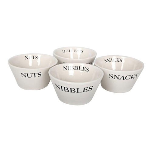 Set of 4 Ceramic Round Snack Bowls