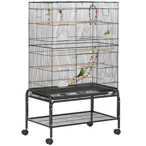 Bird Cage, with Stand, Wheels, Toys, for Budgies, Finches, Parakeets