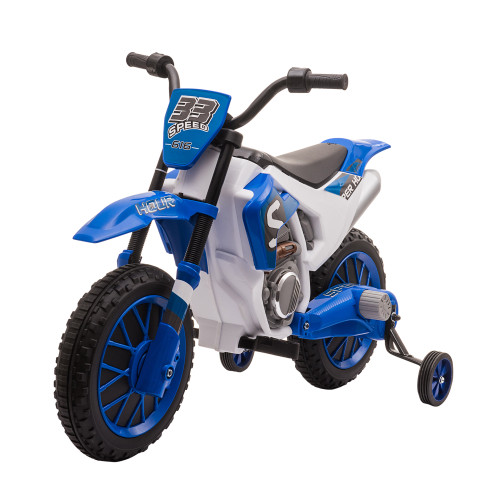 12V Kids Electric Motorbike Ride-On Motorcycle Training Wheels - Blue