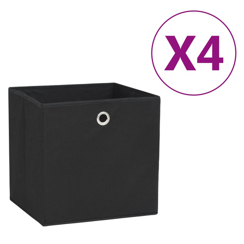 Storage Boxes 4 pcs Non-woven Fabric 28x28x28 cm Black