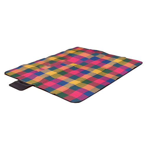 PACK OF 2 170x130cm Multicoloured Waterproof Folding Picnic Blanket with Sandproof Backing & Carry Handle