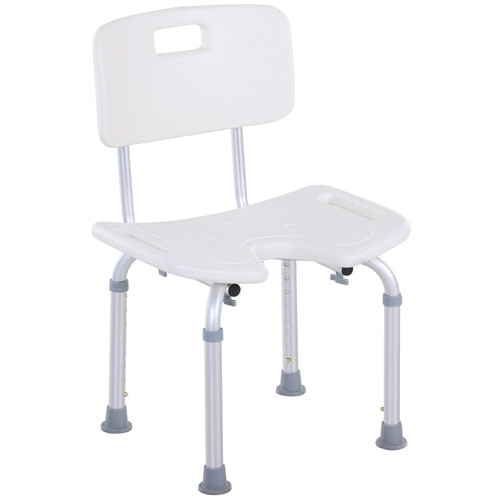 HOMCOM Adjustable Aluminum Shower Bath Stool Spa Chair Non-Slip Feet, Handle