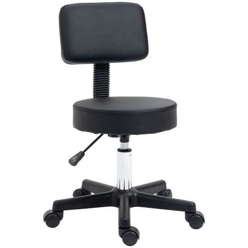 Beautician's Adjustable Swivel Salon Chair w/ Padded Seat Back 5 Wheels Black