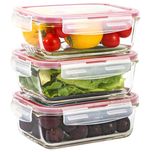 3pcs Boro Tupperware Set Food Container BPA Free Freezer Microwave Dishwasher
