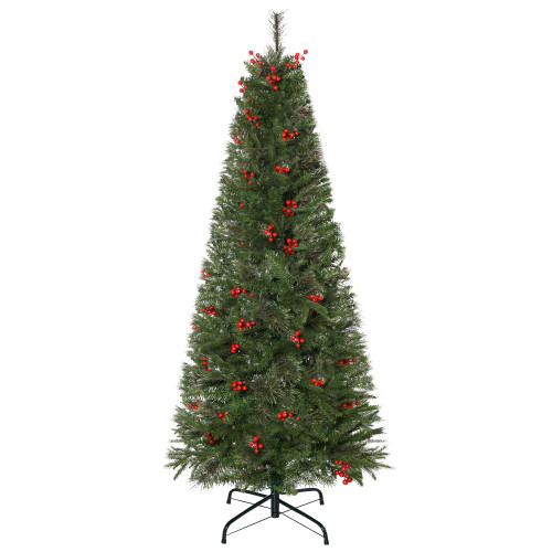 5ft Artificial Christmas Tree Holiday with Pencil Shape, Berries HOMCOM