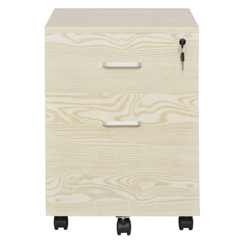 2-Drawer Locking Office Filing Cabinet 5 Wheels Rolling Storage Oak Vinsetto