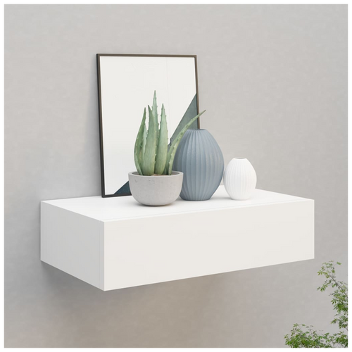Wall-mounted Drawer Shelf White 40x23.5x10 cm MDF