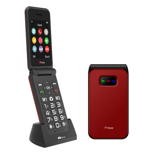 TTfone TT760 RED Flip 4G Big Button Mobile Phone for the Elderly with Emergency Assistance button with Vodafone Sim Card