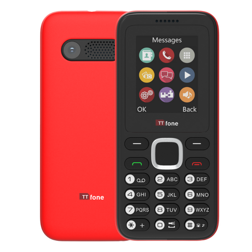 TTfone TT150 RED Unlocked Basic Mobile Phone with Bluetooth, Long battery Life, Dual Sim with Vodafone Sim Card