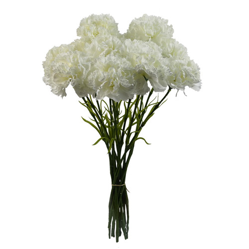 12 x White Carnation Artificial Flowers