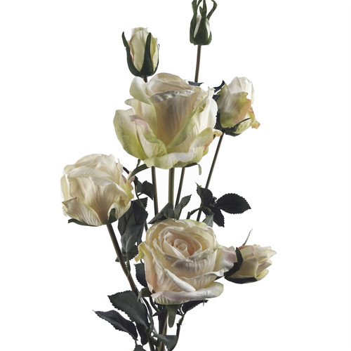 60cm Cream Rose Artificial Flowers Spray - 4 Flowers 3 Buds