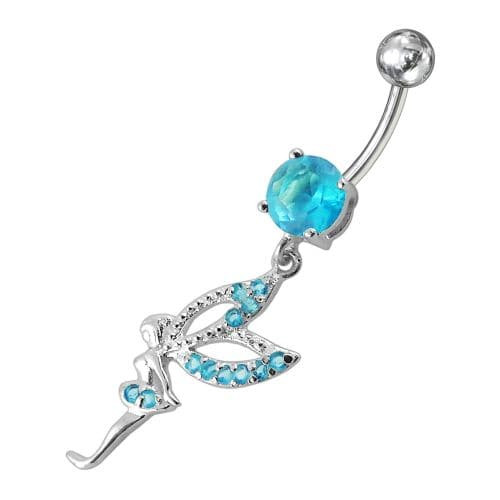 Fancy Angel shaped Dangling jeweled Belly Ring