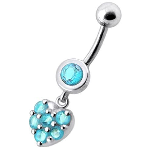 Fancy  Heart Dangling Navel Ring Body jewelry