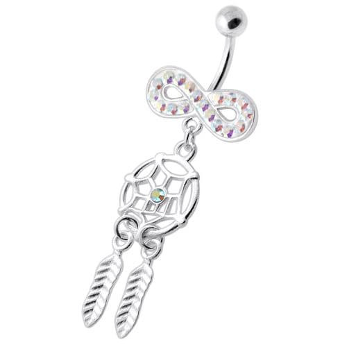 Infinity with Dream catcher Dangling Belly bar