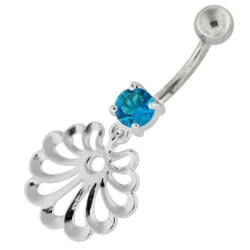 Fancy Jeweled Dangling Single Stone Belly Ring