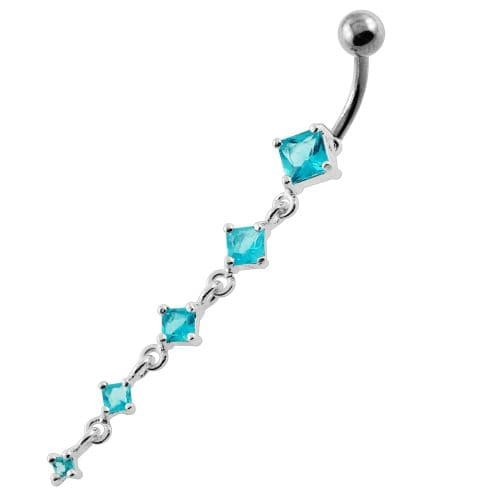 Dangling Five Stones Navel Belly Button Piercing