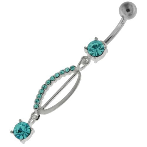 Dangling Jeweled safety Pin Belly Button Bar