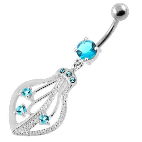 925 Sterling Silver Jeweled Squid Navel Belly Ring