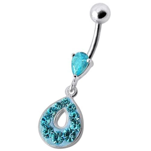 Fancy  Jeweled Pear Shape Dangling Navel Ring