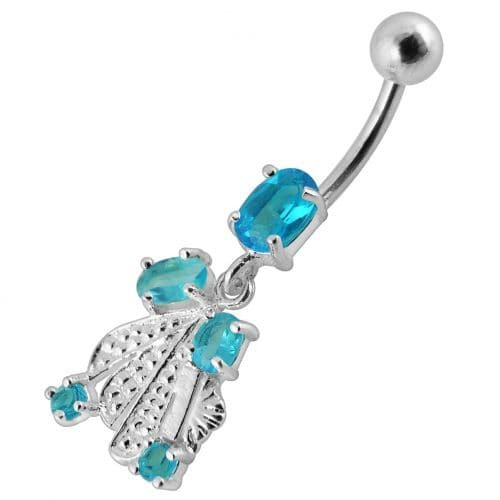 Fancy Silver Dangling Belly Ring With SS Banana Bar
