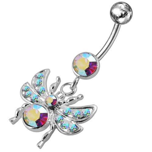 Jeweled flies Dangling Belly Ring