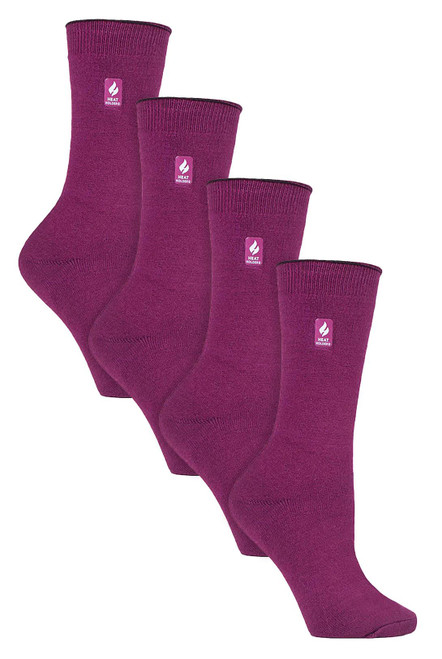 Heat Holders - 4 Pack Ladies Ultra Lite Socks (4-8 / Deep Fuchsia)