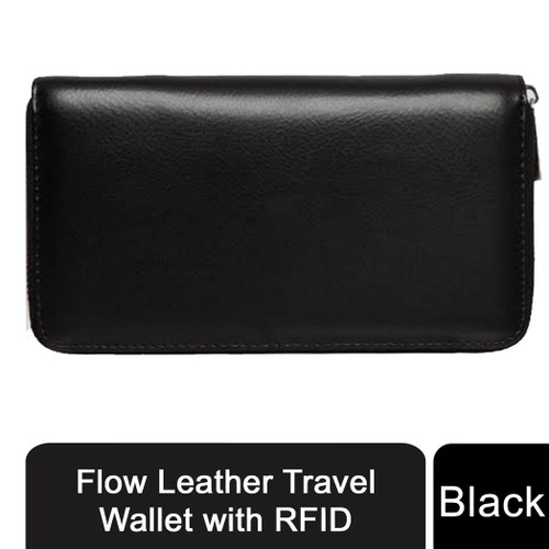 Flow Leather Travel Wallet with RFID - Black