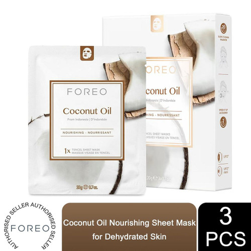 FOREO Sheet Mask with Coconut Oil Extracts Farm To Face Moisture-Boosting, 3 Pcs