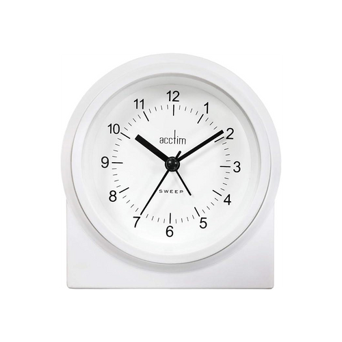 Acctim Archer Non-ticking Sweep Alarm Clock in White 16282