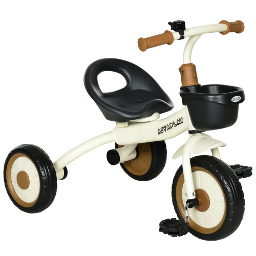 Kids Trike, Tricycle with Adjustable Seat, Basket, Bell for Ages 2-5 Years White