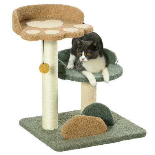 52cm Cat Tree for Indoor Cats, Scratching Posts with Two Bed, Toy Ball