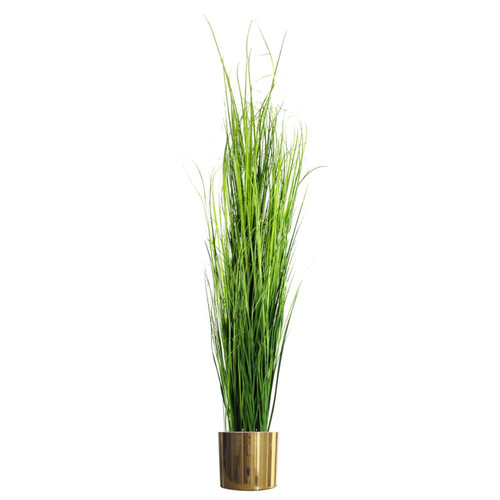 130cm Artificial Onion Grass Plant with Gold Metal Planter