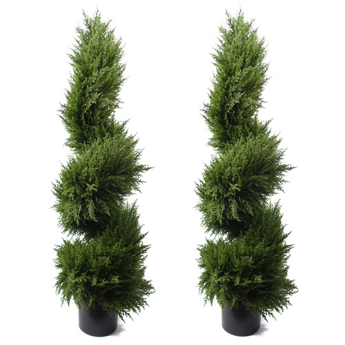 120cm Pair of Spiral Cypress Artificial Tree UV Resistant Outdoor