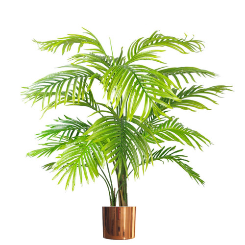 130cm Artificial Areca Palm Tree - Extra Large with Copper Metal Planter