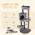 104cm Deluxe Cat Activity Tree w/ Scratching Posts Ear Perch House - Grey