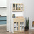 180cm Kitchen Cabinet, 2 Glass Door Cabinets and Countertop, White 1.8m