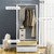 2 Door Wardrobe White Wardrobe with Drawers and Hanging Rod for Bedroom