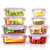 8 PCs Rectangle Square  Airtight Glass Food Containers with Lids Storage Kitchen Containers