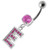 Alphabet "E" Jeweled Dangling Belly Ring