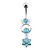 Bunny Jeweled Hanging Flower Dangling Belly Ring