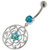 Center Flower with Floral 925 Sterling Silver Belly Button Ring