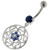 Center Flower with Floral 925 Sterling Silver Belly Button Ring