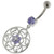 Center Flower with Floral 925 Sterling Silver Belly Button Ring