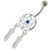 Center Jeweled Dream Catcher Sterling Silver Belly Button Ring